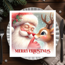 Vintage Santa Rudolph Holiday Christmas Dinner