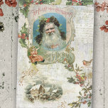 Vintage Santa, Rustic Landscape & Music Collage Tissue Paper<br><div class="desc">Lovely nostalgic Christmas collage featuring ornate vintage Night Before Christmas music illustration,  antique handwriting,  holly,  music notation,  rustic winter homestead vignette and winter cardinal on holly branch on distressed background.</div>