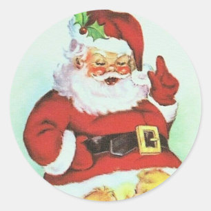 Vintage Santa Saying Hello Children Christmas Card Classic Round Sticker