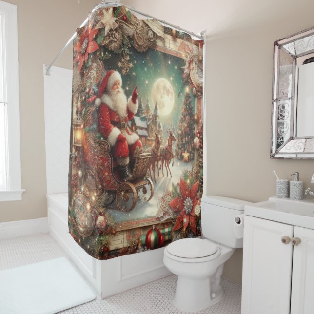 Vintage Santa Shower Curtain (In Situ)
