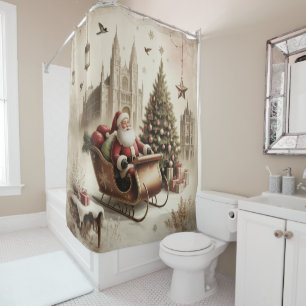 Vintage Santa Shower Curtain