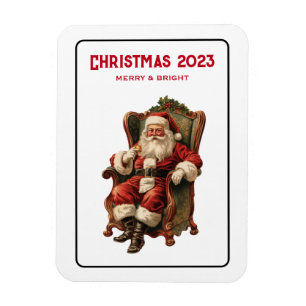 Vintage Santa Sitting in a Comfy Chair Christmas Magnet