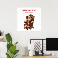 Vintage Santa Sitting in a Comfy Chair Christmas