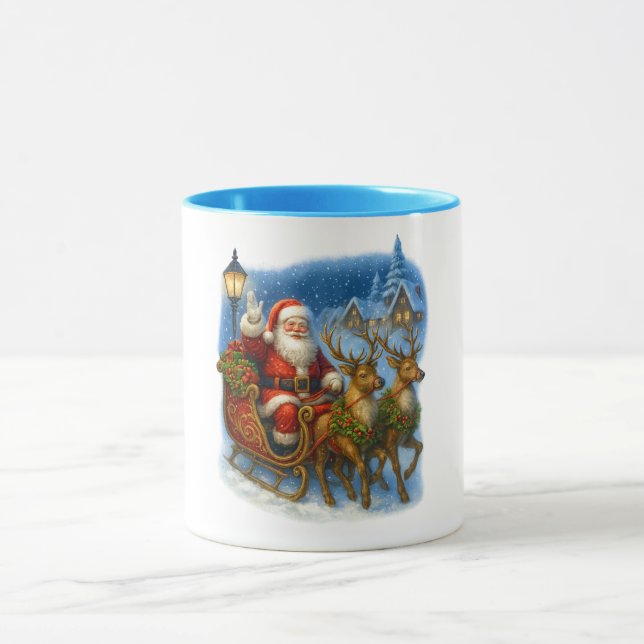 Vintage Santa Sleigh – Retro 90s Christmas , Cosy  Mug (Center)