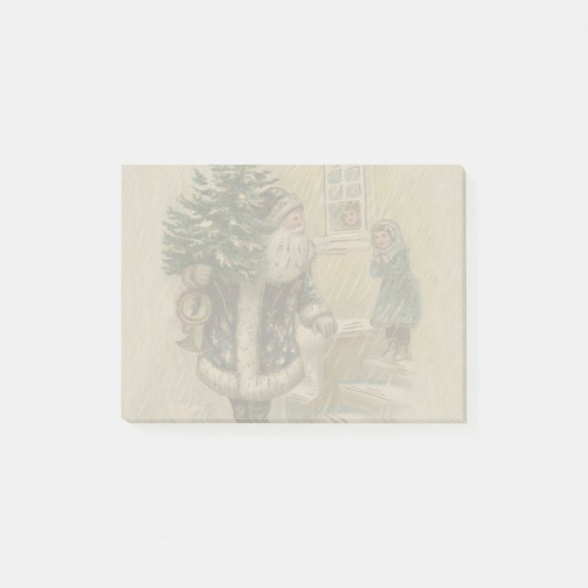 Vintage Santa Snow Christmas Tree Post-it Notes (Front)