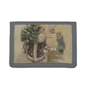 Vintage Santa Snow Christmas Tree Trifold Wallet