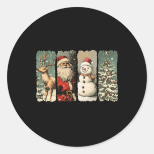 Vintage Santa Snowman Reindeer Retro 1950s Christm Classic Round Sticker