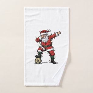 Vintage Santa Soccer Christmas Sports Shirt_1 Hand Towel