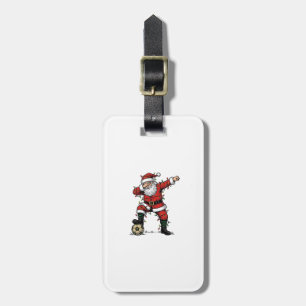 Vintage Santa Soccer Christmas Sports Shirt_1 Luggage Tag
