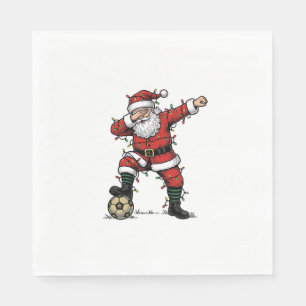 Vintage Santa Soccer Christmas Sports Shirt_1 Napkin