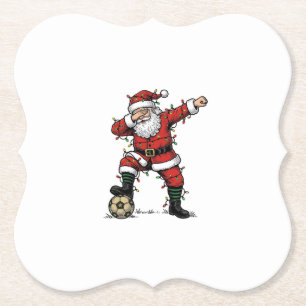 Vintage Santa Soccer Christmas Sports Shirt_1 Paper Coaster