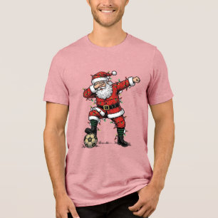 Vintage Santa Soccer Christmas Sports Shirt_1 Tri-Blend Shirt