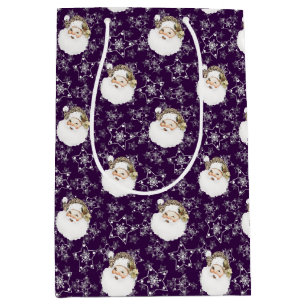 Vintage Santa & Stars Medium Gift Bag