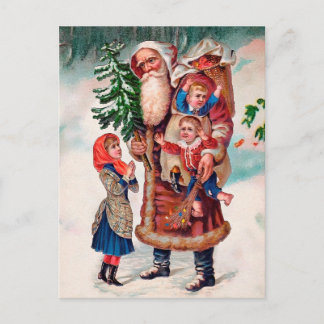 Vintage Santa Taking Children Postcard