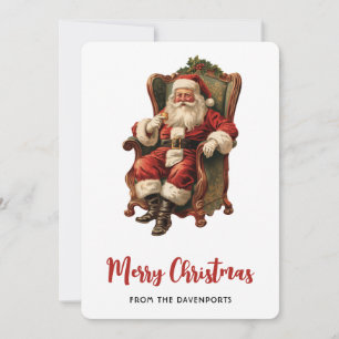 Vintage Santa Traditional Christmas Holiday Card