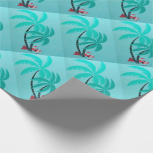 Vintage Santa under Coconut Palm Trees Wrapping Paper