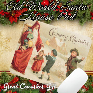 Vintage Santa Victorian Christmas Children Mouse Pad