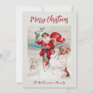 Vintage Santa Whishes Christmas Holiday Card