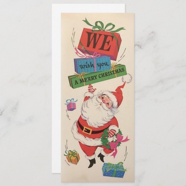 Vintage Santa Wishing You Merry Christmas  Holiday Card (Front/Back)