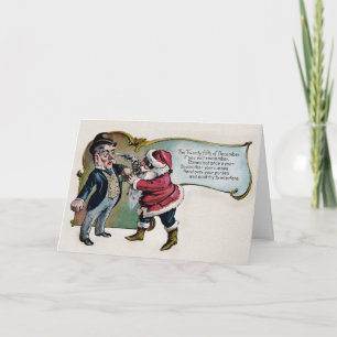 Vintage Santa with a Gun Christmas Card