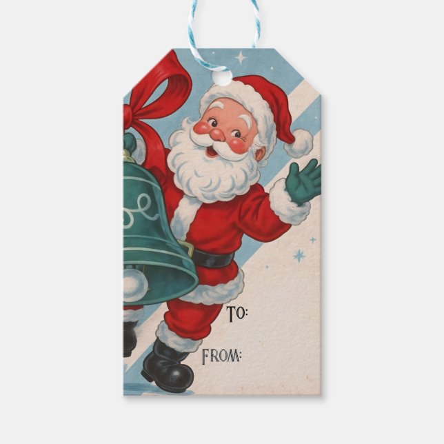 Vintage Santa With Bell Gift Tag (Front)