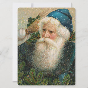 Vintage Santa with Blue Cap Invitation