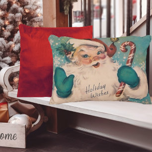 Vintage Santa with Candy Cane Christmas Decorative Cushion
