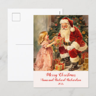 Vintage Santa with Child Christmas Postcard