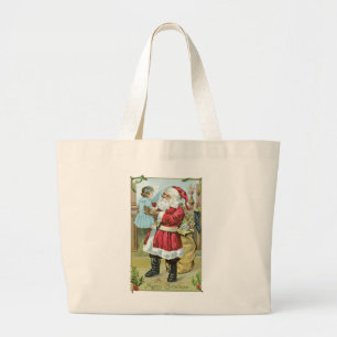 Vintage Santa with Child Large Tote Bag