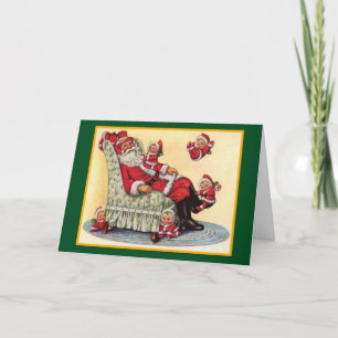 Vintage Santa With Christmas Toddlers - A Card