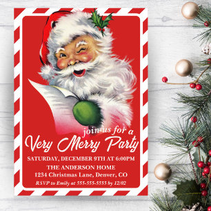 Vintage Santa With His List Custom Christmas Party Invitation