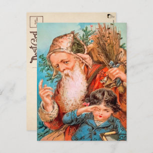 Vintage Santa with Naughty Child Christmas Postcard