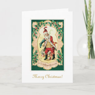 Vintage Santa with Pipe Christmas Holiday Fine Art Card