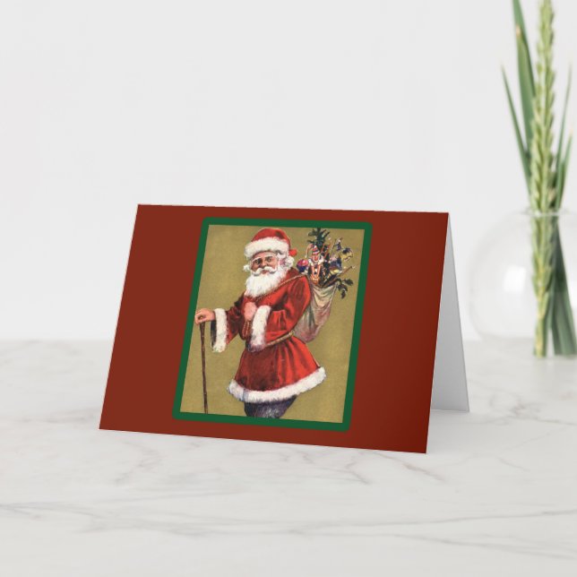 Vintage Santa With Toy Bag - A Christmas Card (Front)