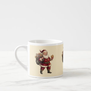 Vintage Santa with Toy Sack and Sweet Treat Espresso Cup