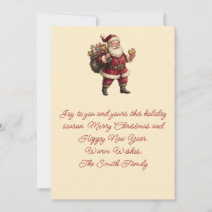 Vintage Santa with Toy Sack and Sweet Treat  Holiday Card
