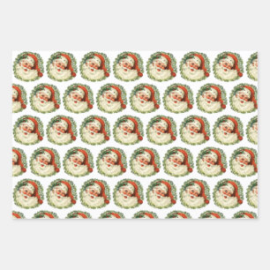 Vintage Santa Wrapping Paper Sheet