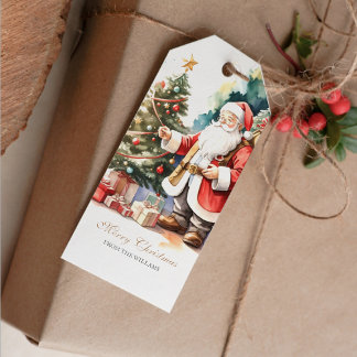 Vintage Santa & Xmas Tree Personalised Gift Tags