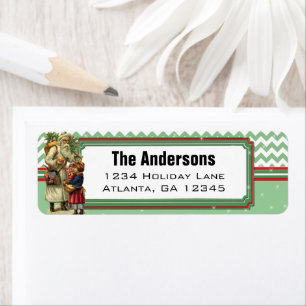 Vintage Santa ZigZag Christmas Return Address Label