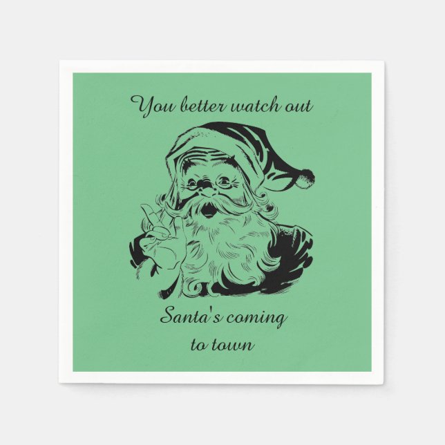 Vintage Santa's Coming to Town Napkin (Front)