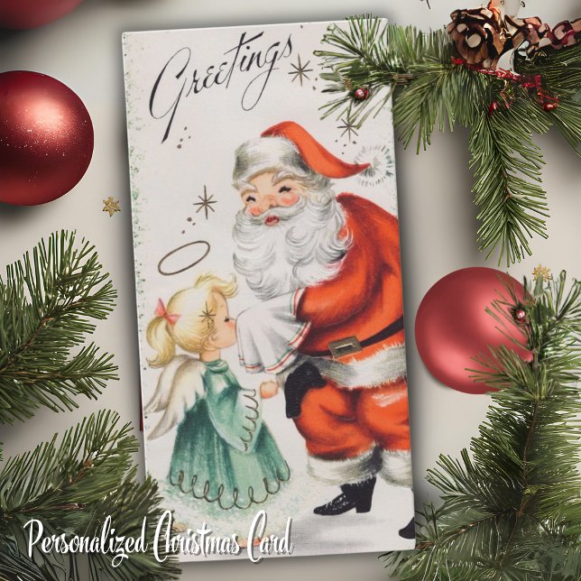 Vintage Santa's Little Angel Custom Christmas Holiday Card (Vintage Santa's Little Angel Custom Christmas Holiday Card. Just add your name & a special message!)