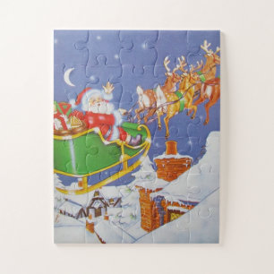 Vintage Santa's Sleigh Big Piece Jigsaw Puzzle