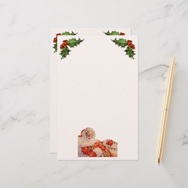 Vintage Santas Sleigh Ride Stationery (Front/Back In Situ)