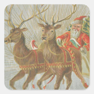 Vintage Santa's Sleigh Square Sticker
