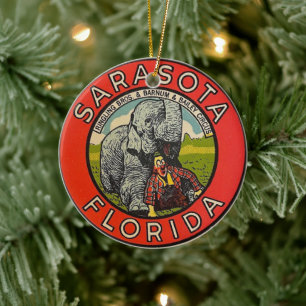 Vintage Sarasota Circus Ceramic Ornament