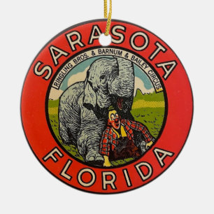 Vintage Sarasota Circus Ceramic Ornament
