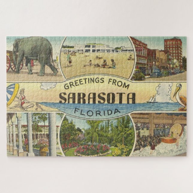 Vintage Sarasota Postcard Jigsaw Puzzle (Horizontal)
