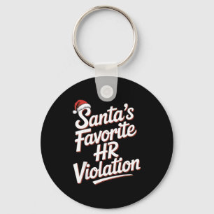 Vintage Sarcastic Retro Hr Violation Christmas Off Key Ring