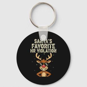 Vintage Sarcastic Retro Hr Violation Christmas Off Key Ring