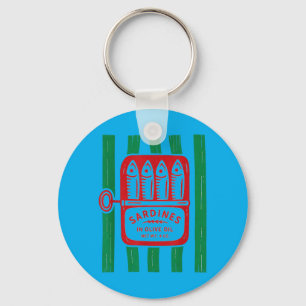 Vintage Sardines Tinned Fish Design Summer Vibes Key Ring